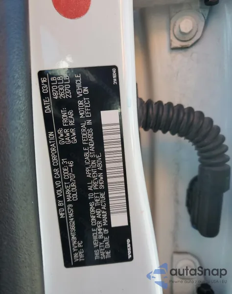 2016 Volvo S60 Polestar из США, поврежденный, VIN YV149MTS6G2414579